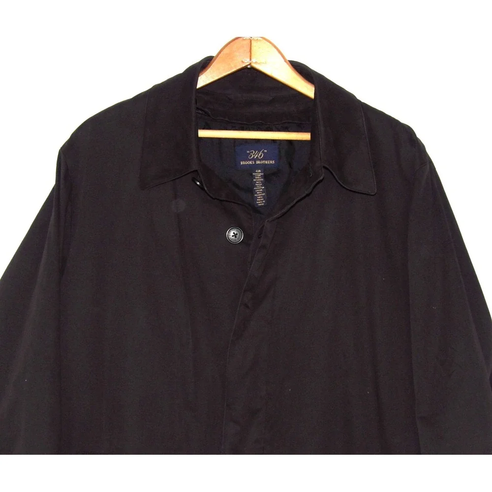 Brooks‎ Brothers 346 Black Removeable Liner Button Up Overcoat Men's 42